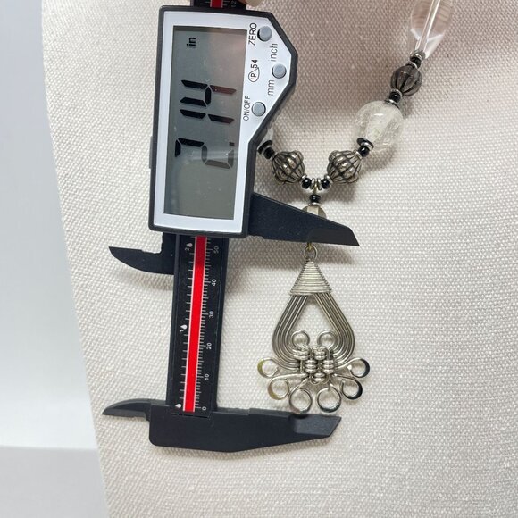 Handcrafted Boho‎ Beaded Necklace Wire-Wrapped Pendant Glass Beads - Picture 9 of 11